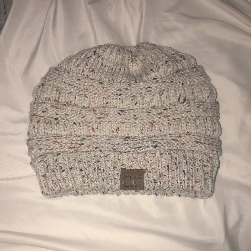 winter hat; also can add bun on top of hat.